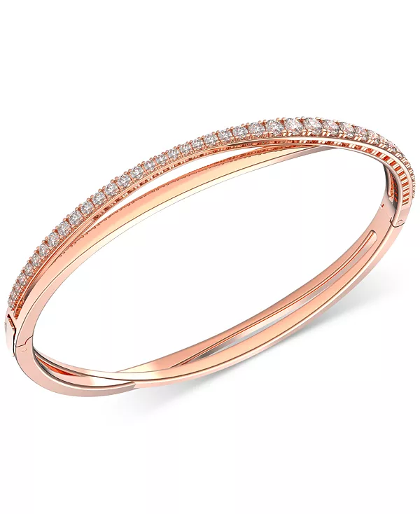 

Браслет из двух рядов переплетающихся кристаллов оттенка розового золота Swarovski, gold