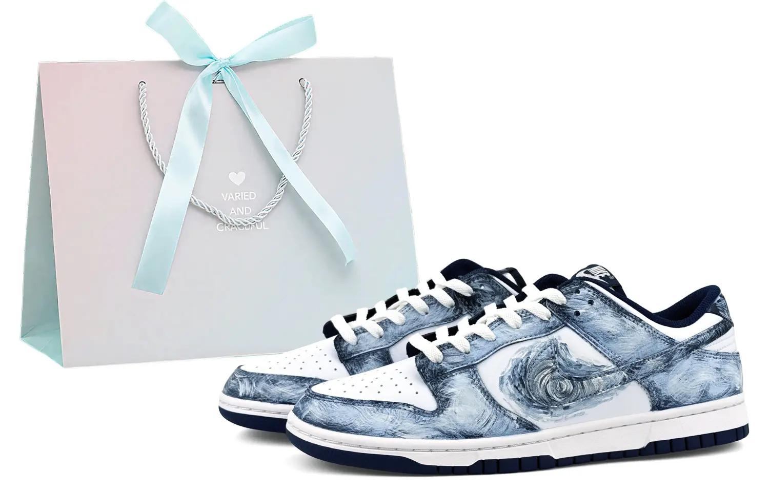 

Nike Скользоустойчивые амортизирующие износостойкие легкие низкие скейтбордские кроссовки Unisex Blue White - Blue White, цвет Blue White