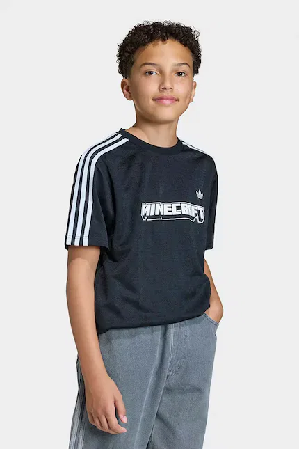 Футболка детская с принтом Minecraft Adidas Originals, черный