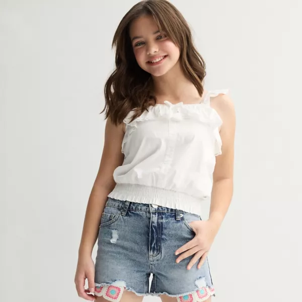 

Детский топ с пуговицами и расклешенными рукавами для девочек 7-16 лет Limited Too, белый