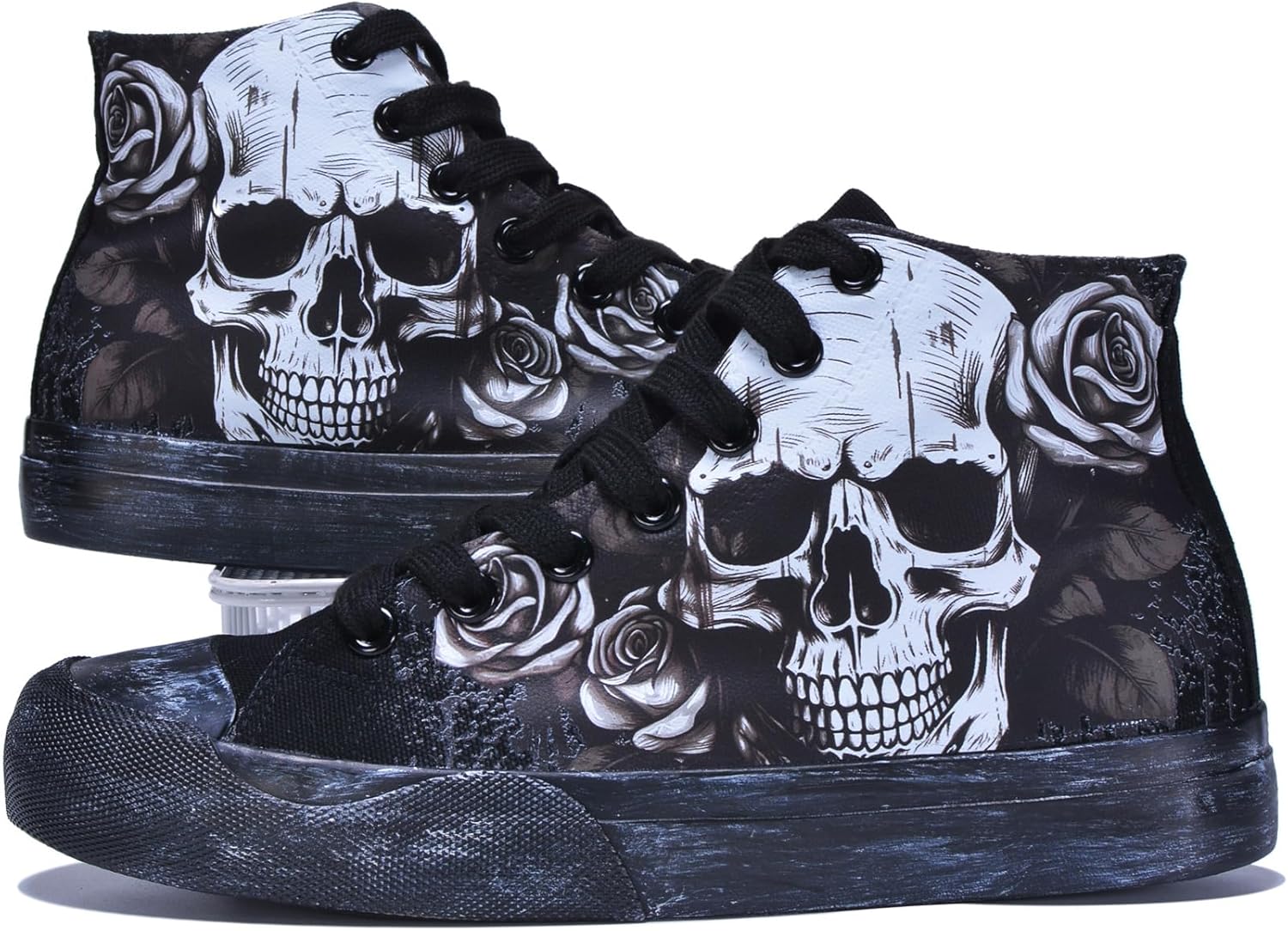 Женские кроссовки GXZUORUI Gothic Skull, модные мужские туфли с ручной росписью в стиле граффити, панк-косплей, хип-хоп, для подростков, студентов, повседневная уличная обувь, черный — фото 4