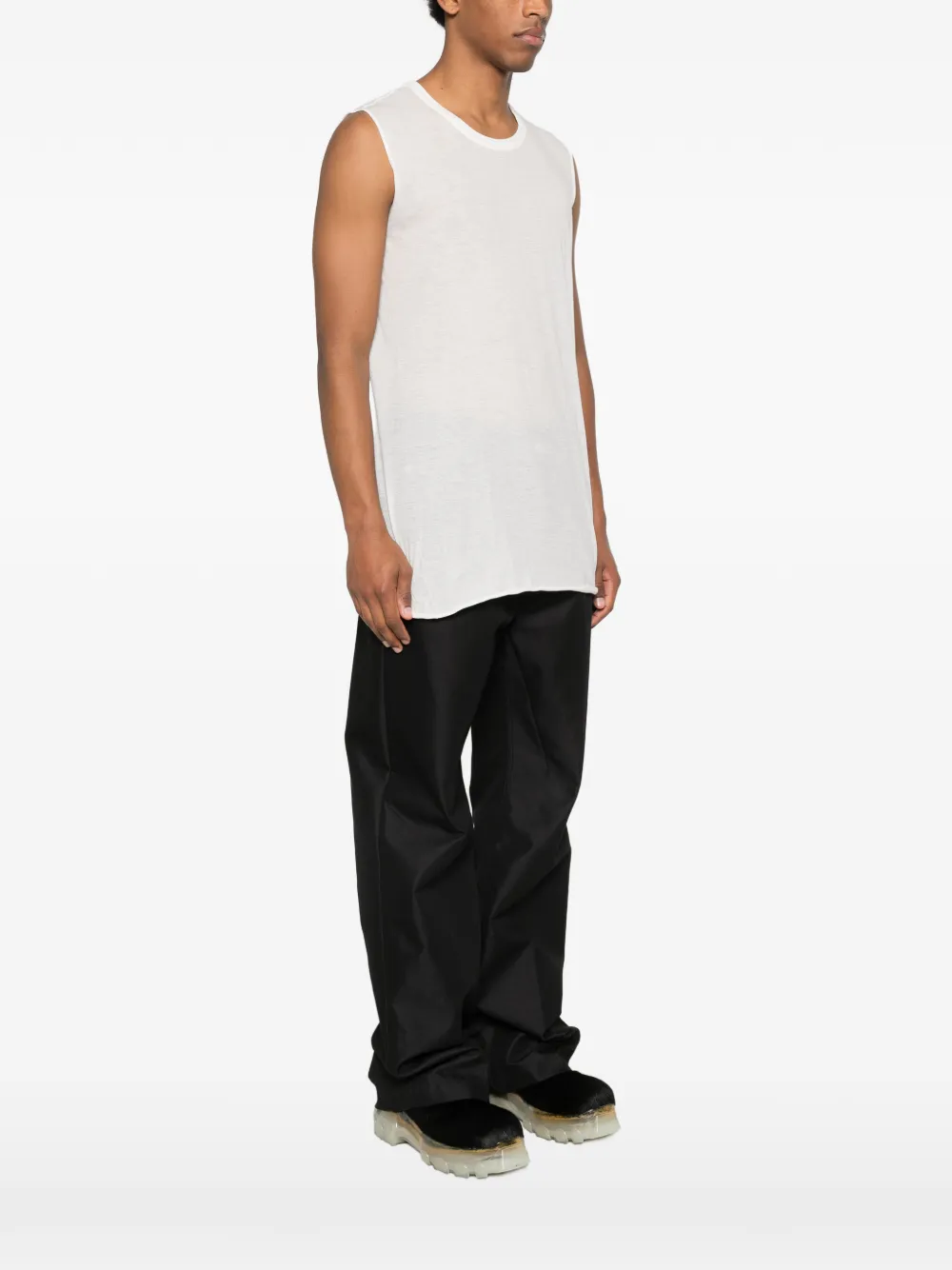 Футболка с рубчатыми необработанными краями Rick Owens, белый — фото 3