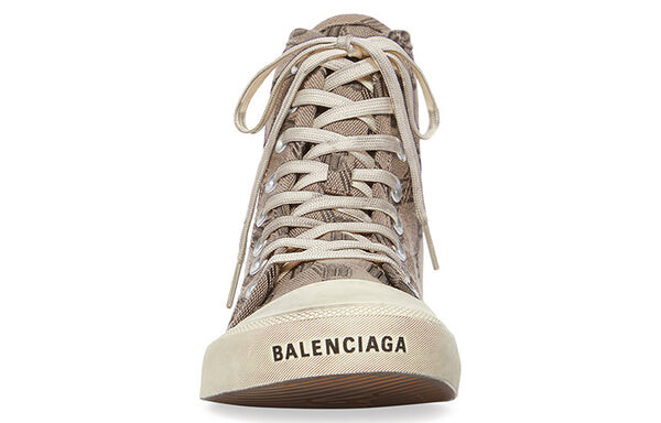 Кроссовки paris high top sneakers 'tan bb monogram cotton and white rubber' Balenciaga, бежевый — фото 4