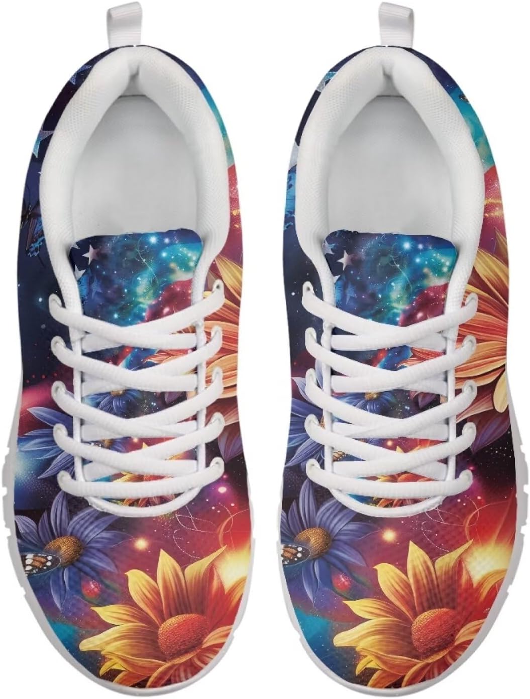 

Кроссовки Belidome для ходьбы и бега для женщин и мужчин, легкие, дышащие, с противоскользящей подошвой для повседневной носки и тренировок, American Flag Sunflower