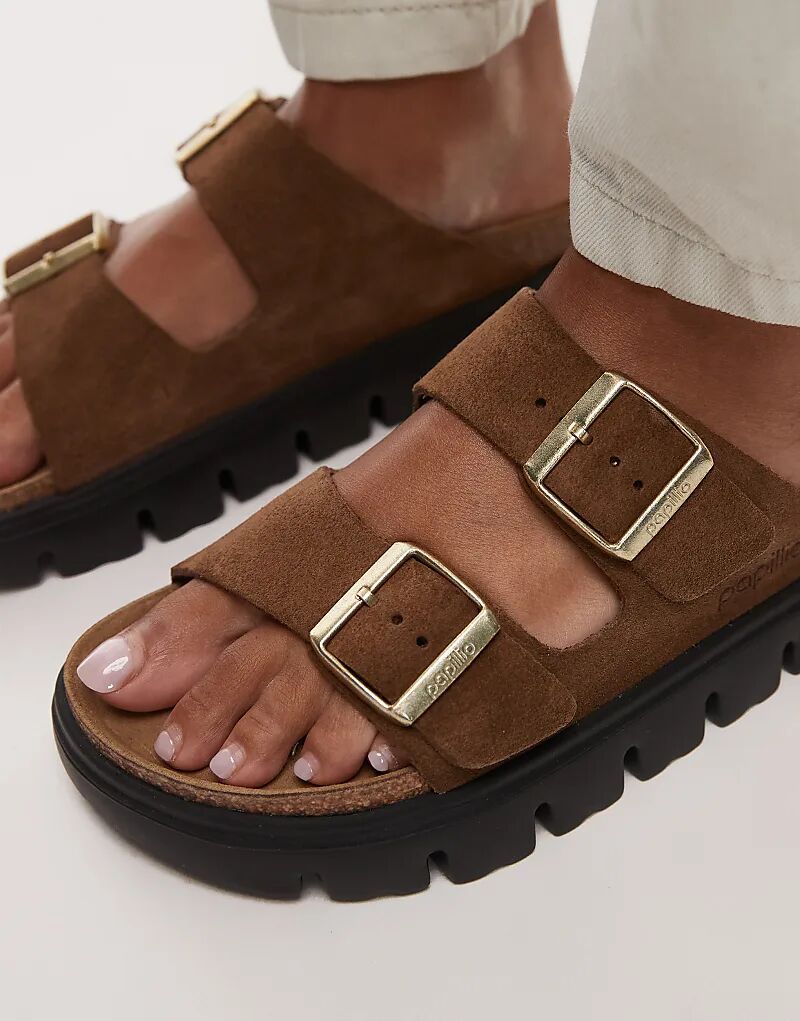 Массивные сандалии Birkenstock Arizona Papillio цвета темного чая — фото 2