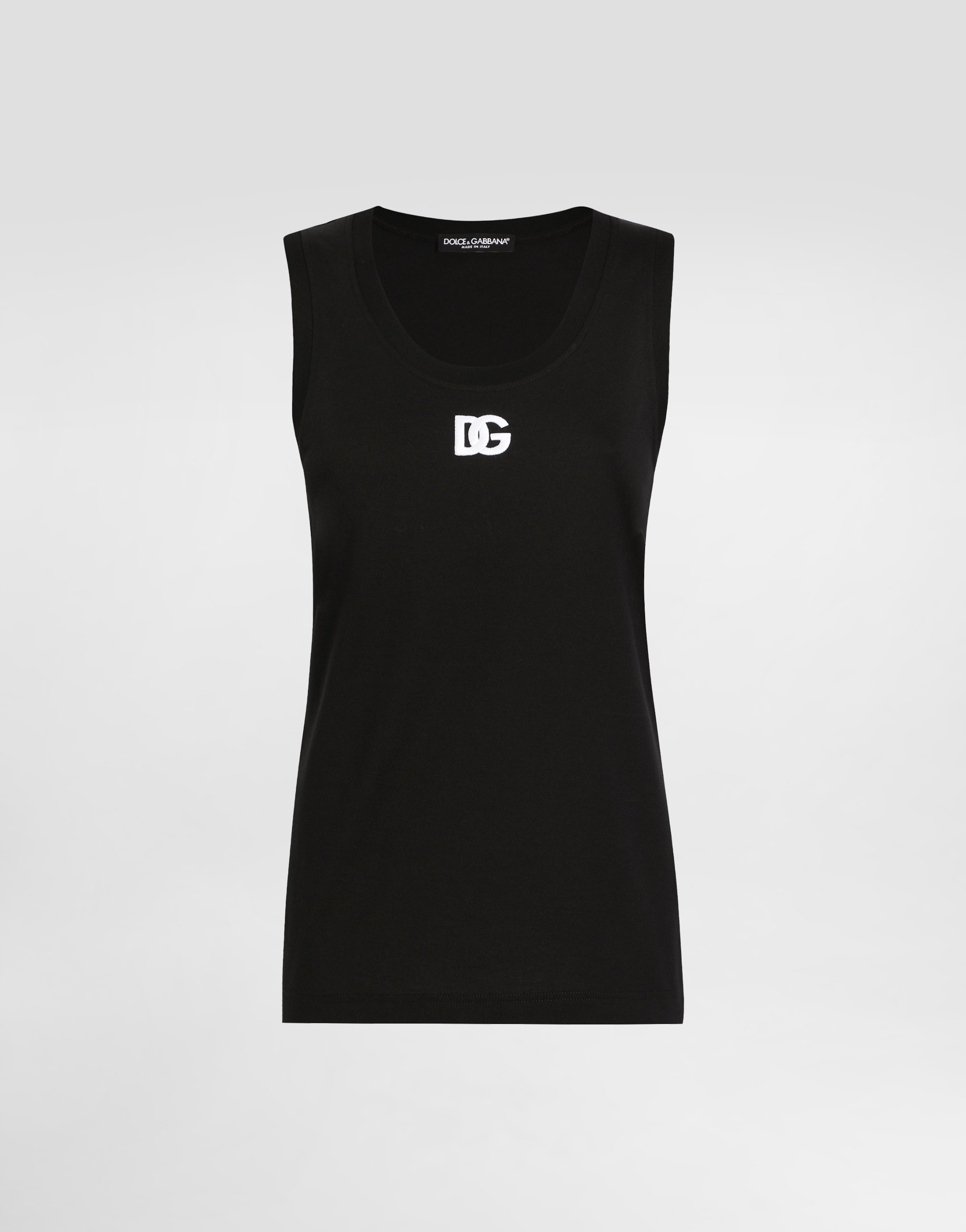 

Удлиненная майка из джерси с вышивкой логотипа dg Dolce & Gabbana, черный