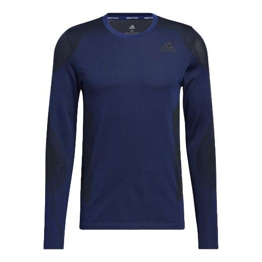 

Футболка men's contrasting colors round neck long sleeves blue t-shirt Adidas, синий