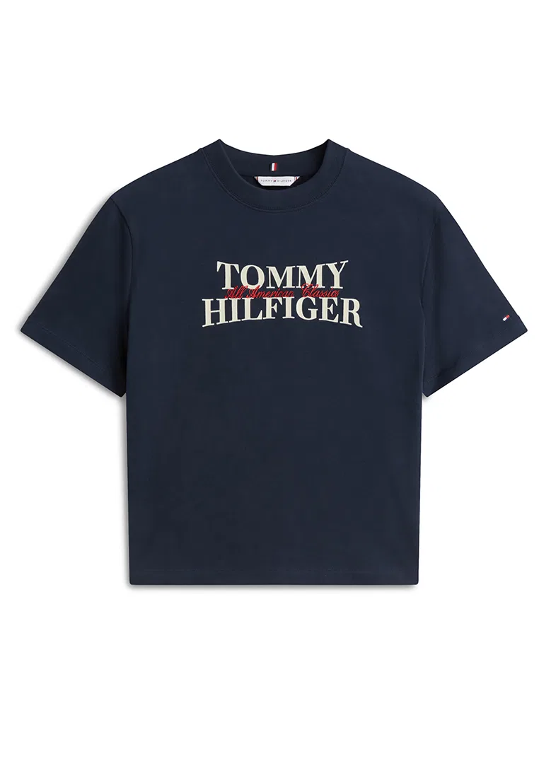 Футболка с коротким рукавом, классическая, TH Mainline Tommy Hilfiger, темно-синий