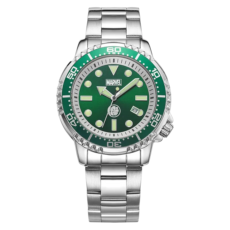 

MARVEL Часы Quartz Movement Steel Strap Watch Men's Watch Green Dial