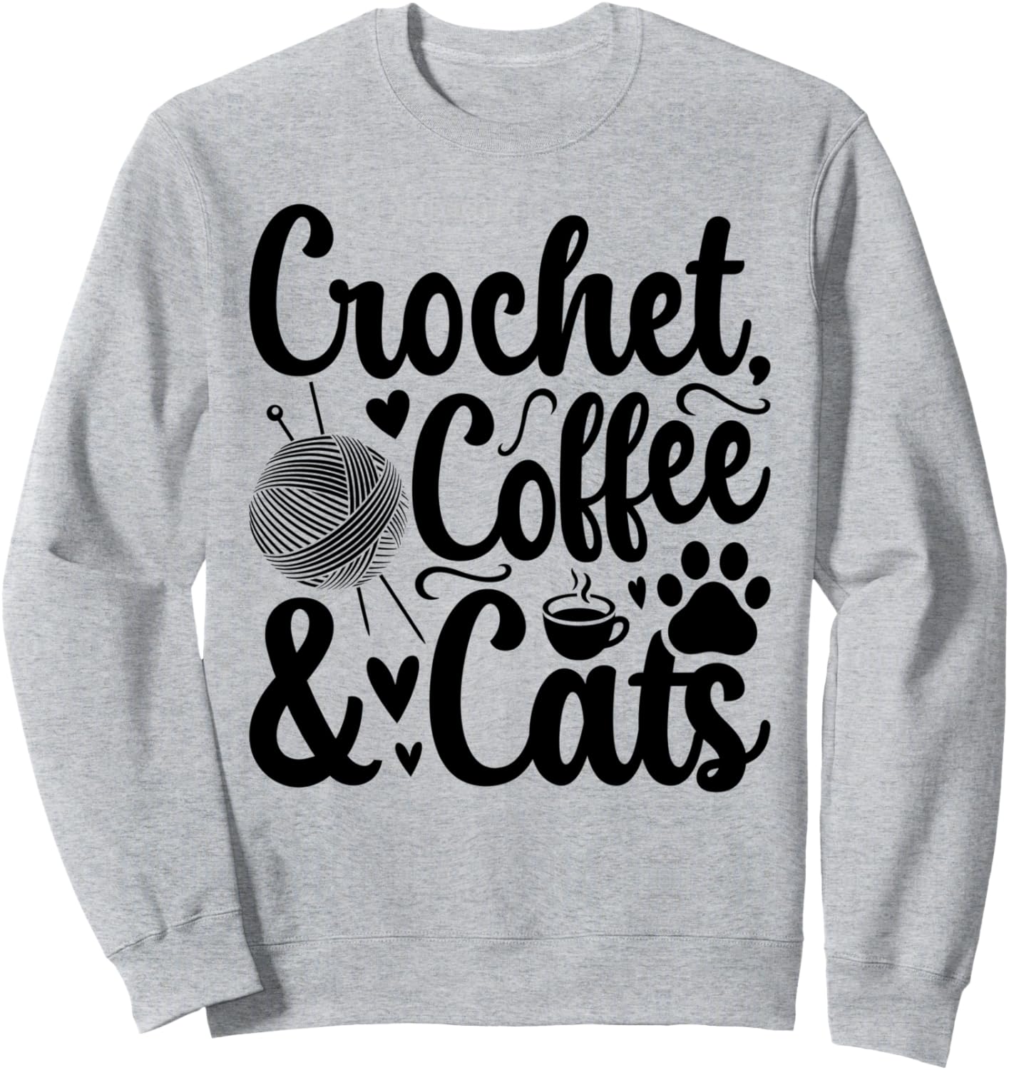 

Вязаная толстовка с изображением кофе и кошки - вязаная толстовка для любителей кошек Crocheting Crochet Cat Lover Cat Owner, серый