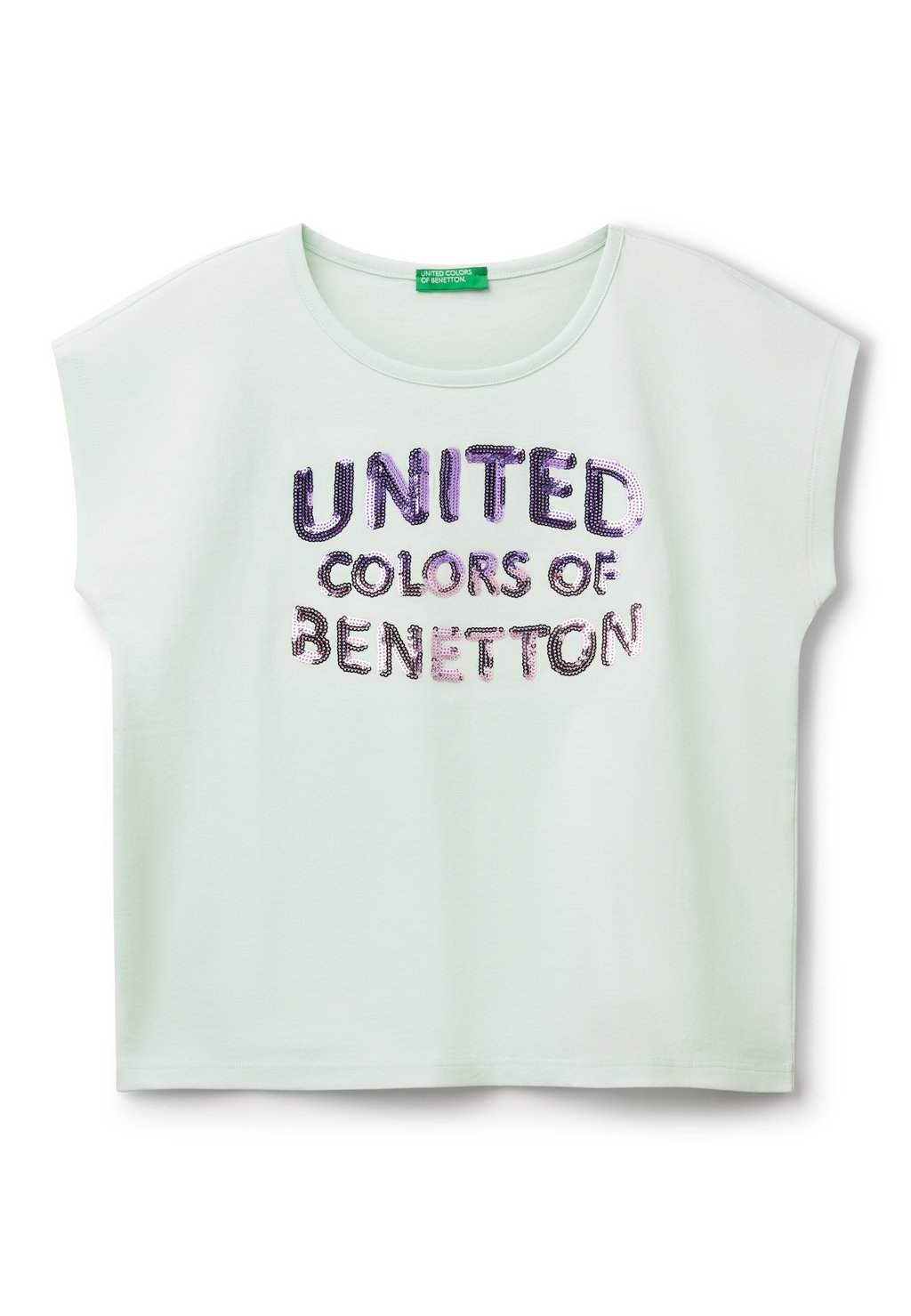 

Футболка с принтом WITH DROPPED SLEEVES United Colors of Benetton, мятный