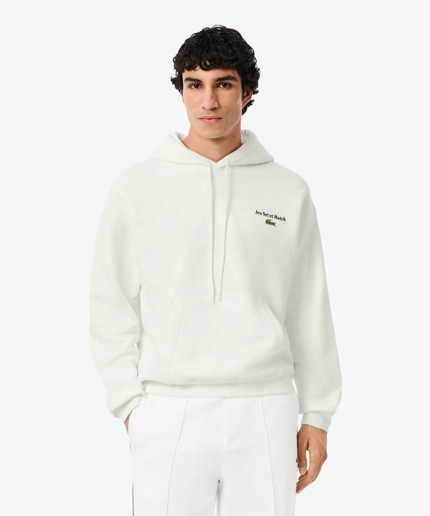 Толстовка с капюшоном и принтом на спине Jeu Set et Match LACOSTE, White