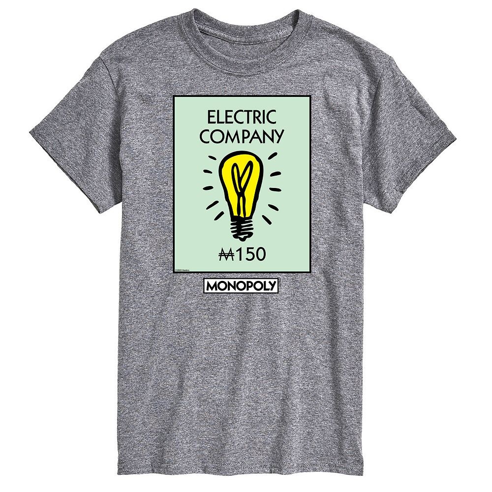 

Мужская футболка с рисунком Monopoly Electric Company Licensed Character, серый