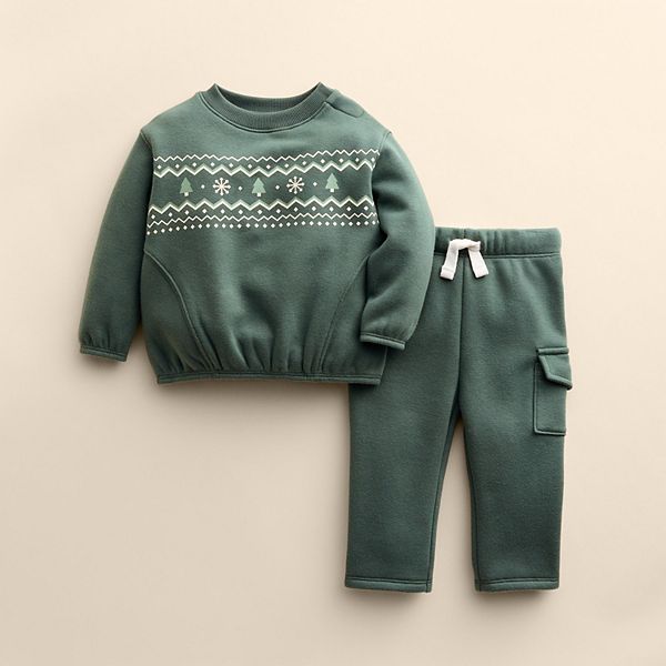 

Детский комплект из футболки с длинным рукавом и брюк Little Co. By Lauren Conrad, Tree Fairisle Green