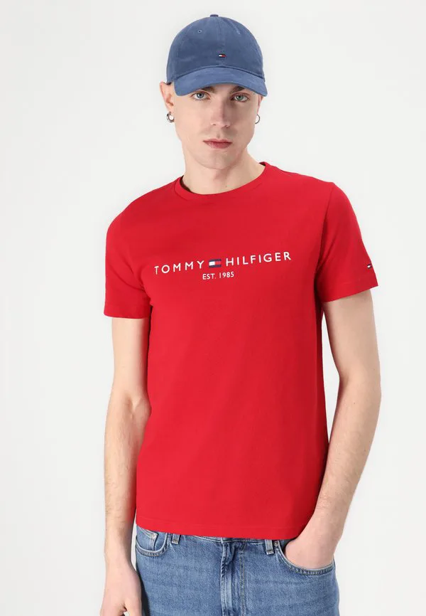 Футболка с вышитым логотипом, облегающая футболка с принтом. Tommy Hilfiger, Medium Red — фото 4