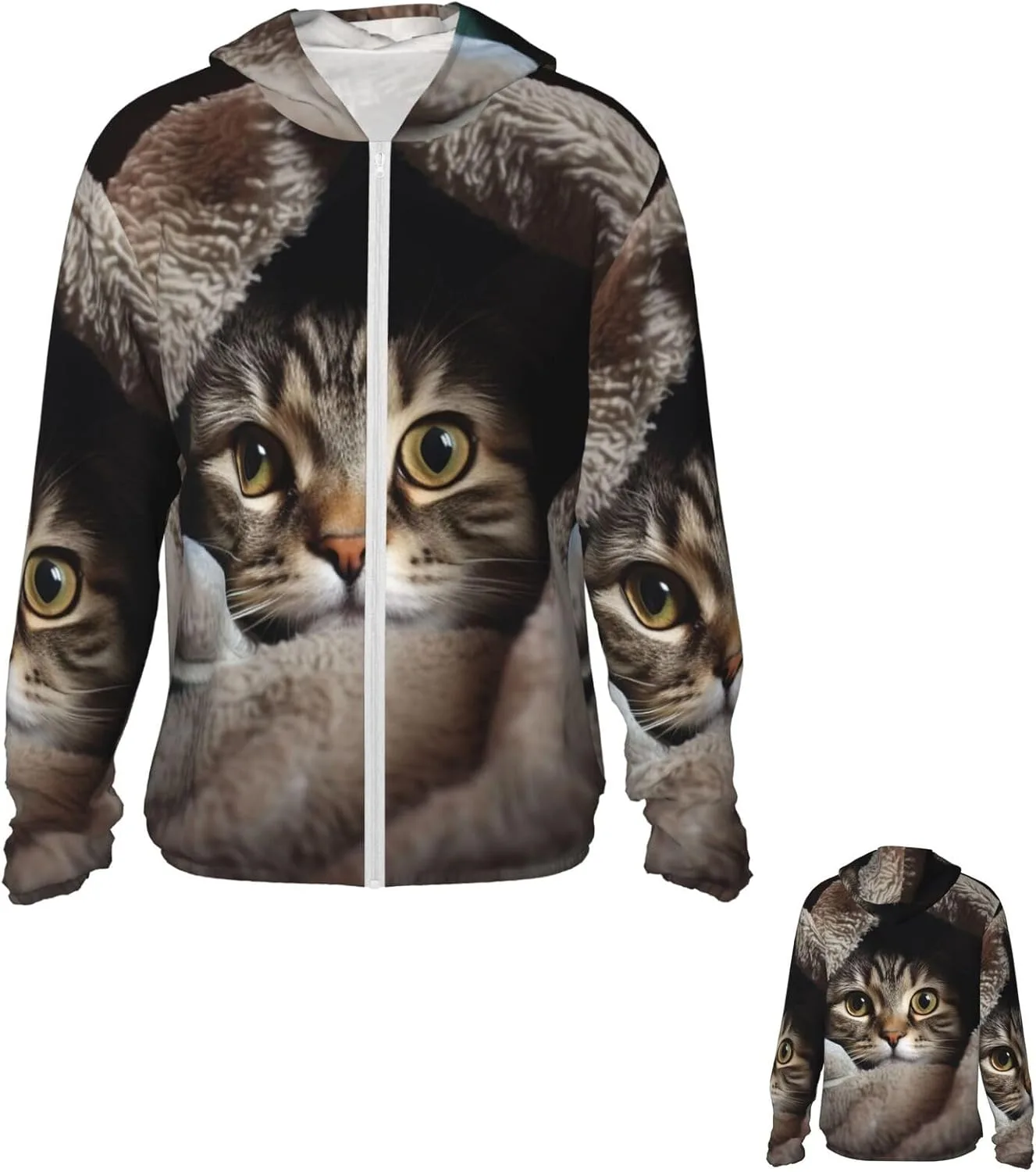 

Куртка-толстовка с капюшоном Cat Under Blanket, UPF 50+, на молнии, с длинным рукавом и карманами PPTHSNVB