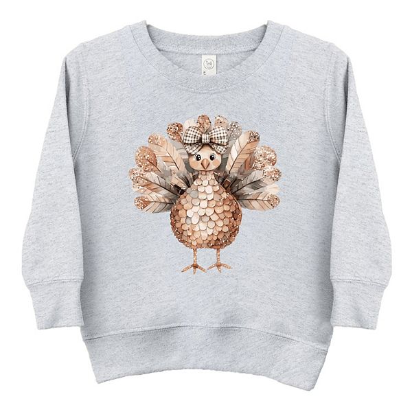

Свитшот с принтом Sparkle Turkey для малышей The Juniper Shop, Heather Grey