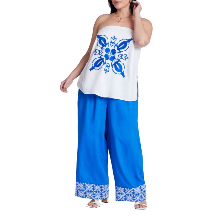 

Женские брюки с вышитым низом ELOQUII, Nautical blue