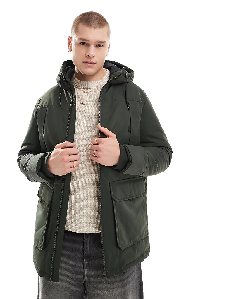 

Парковая куртка цвета хаки Jack & Jones