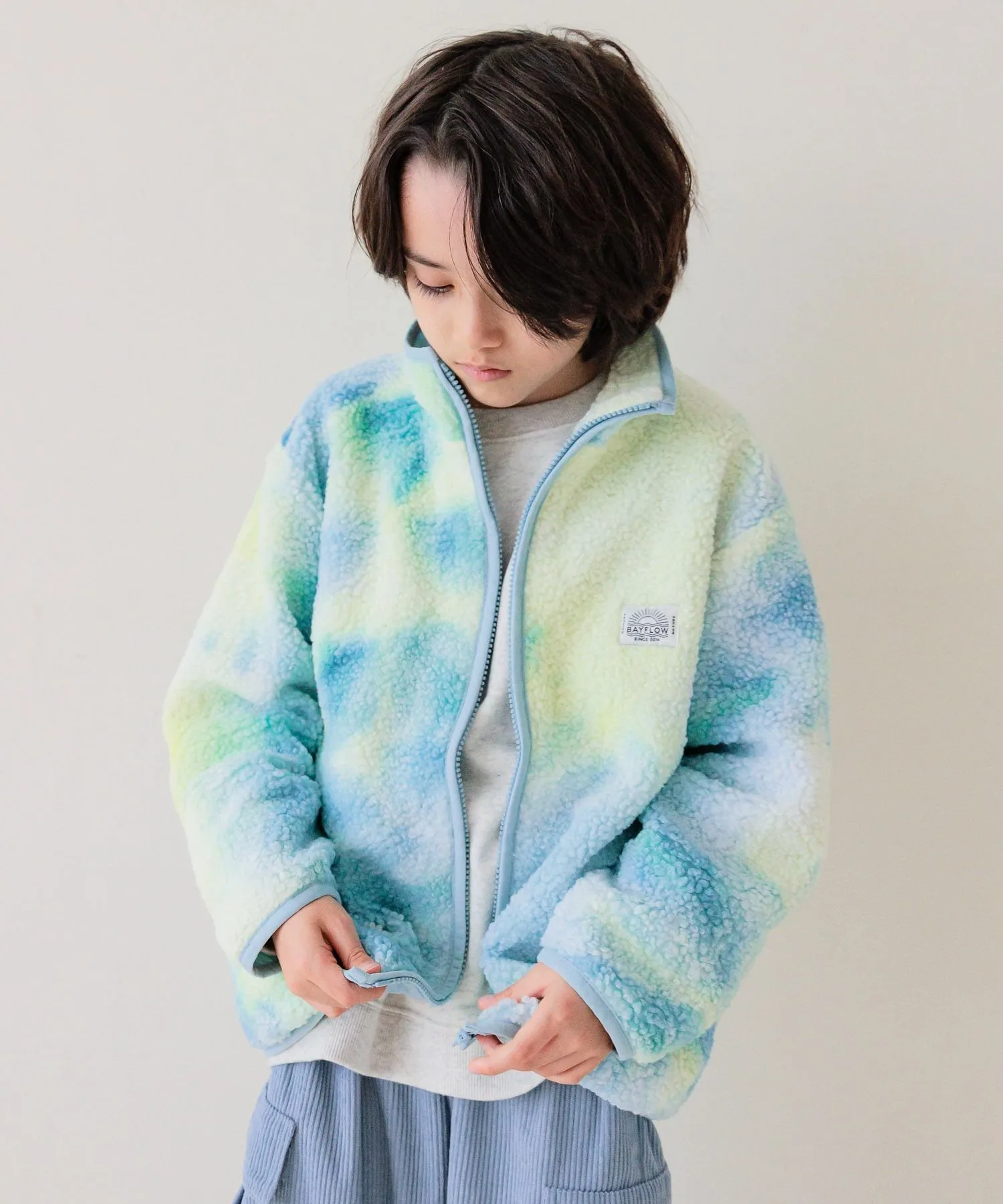Флисовая куртка на молнии с рисунком (ДЕТСКАЯ) Bayflow, Pattern (Blue Tie-Dye) 01