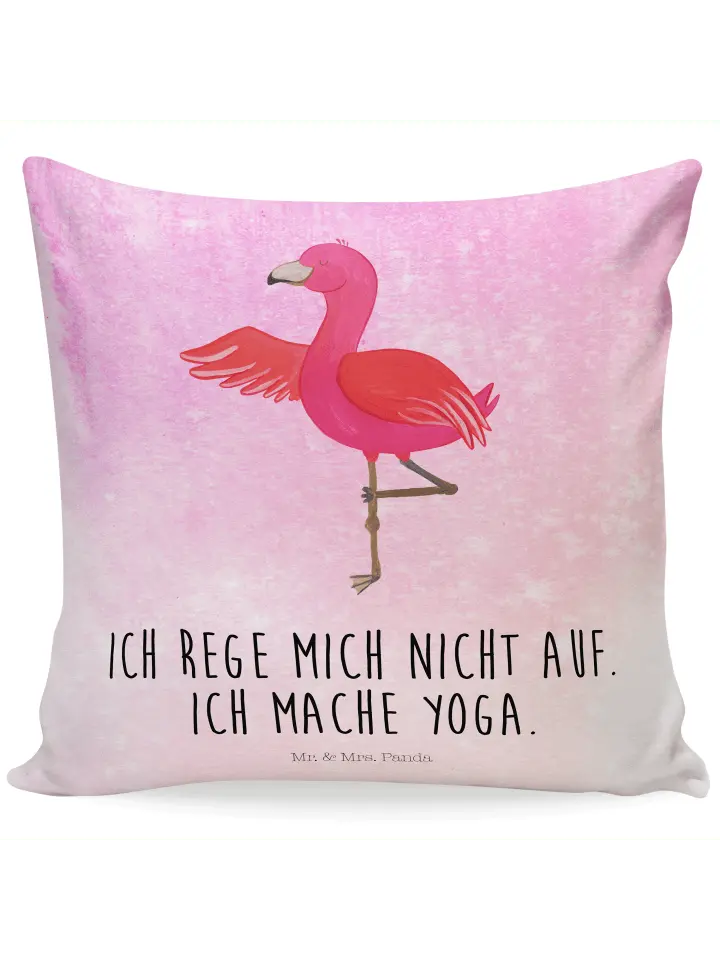 

Подушка Mr & Mrs Panda 40x40 Flamingo Yoga, цвет aquarell pink
