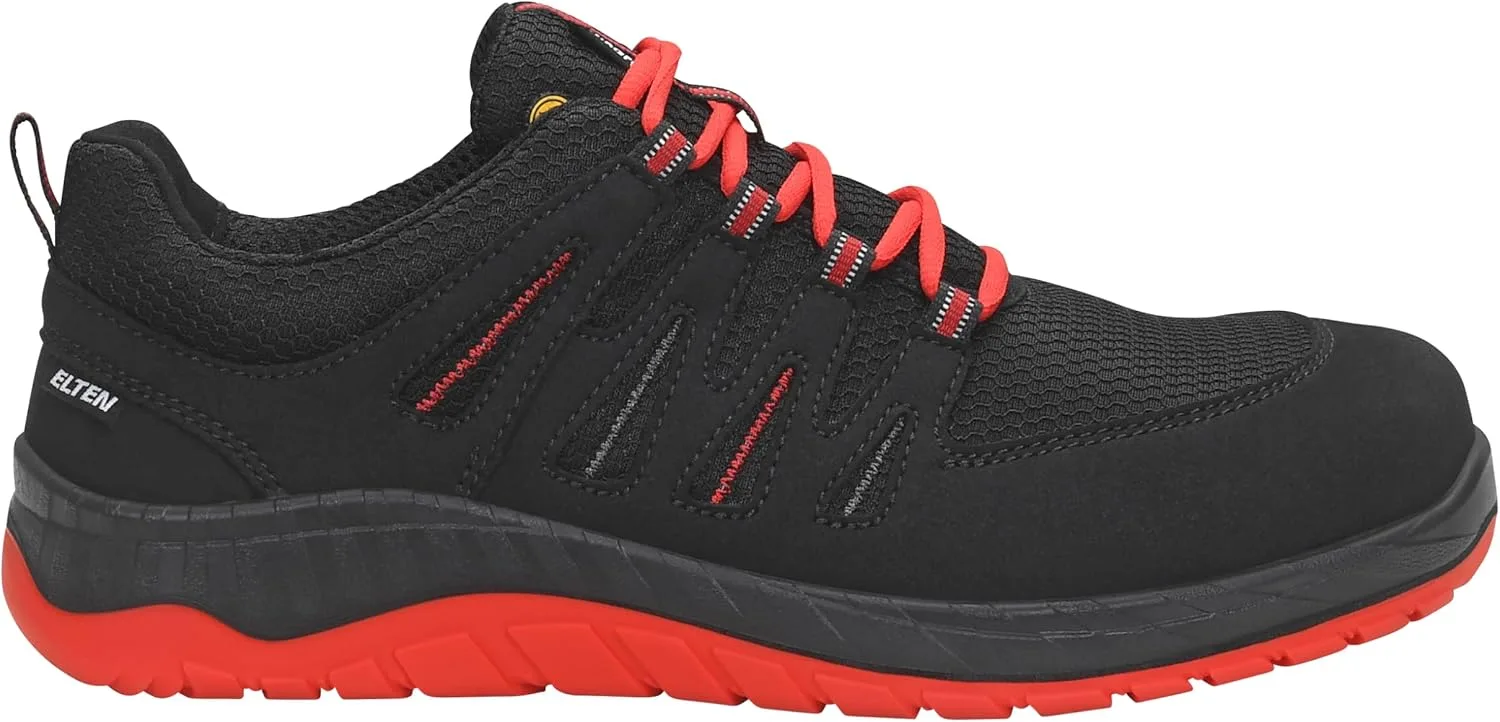 Защитные ботинки ELTEN Maddox Compo Black-Red Low ESD S3S для мужчин и женщин, текстиль, пластиковые носки, легкие, спортивные, черно-красные — фото 2