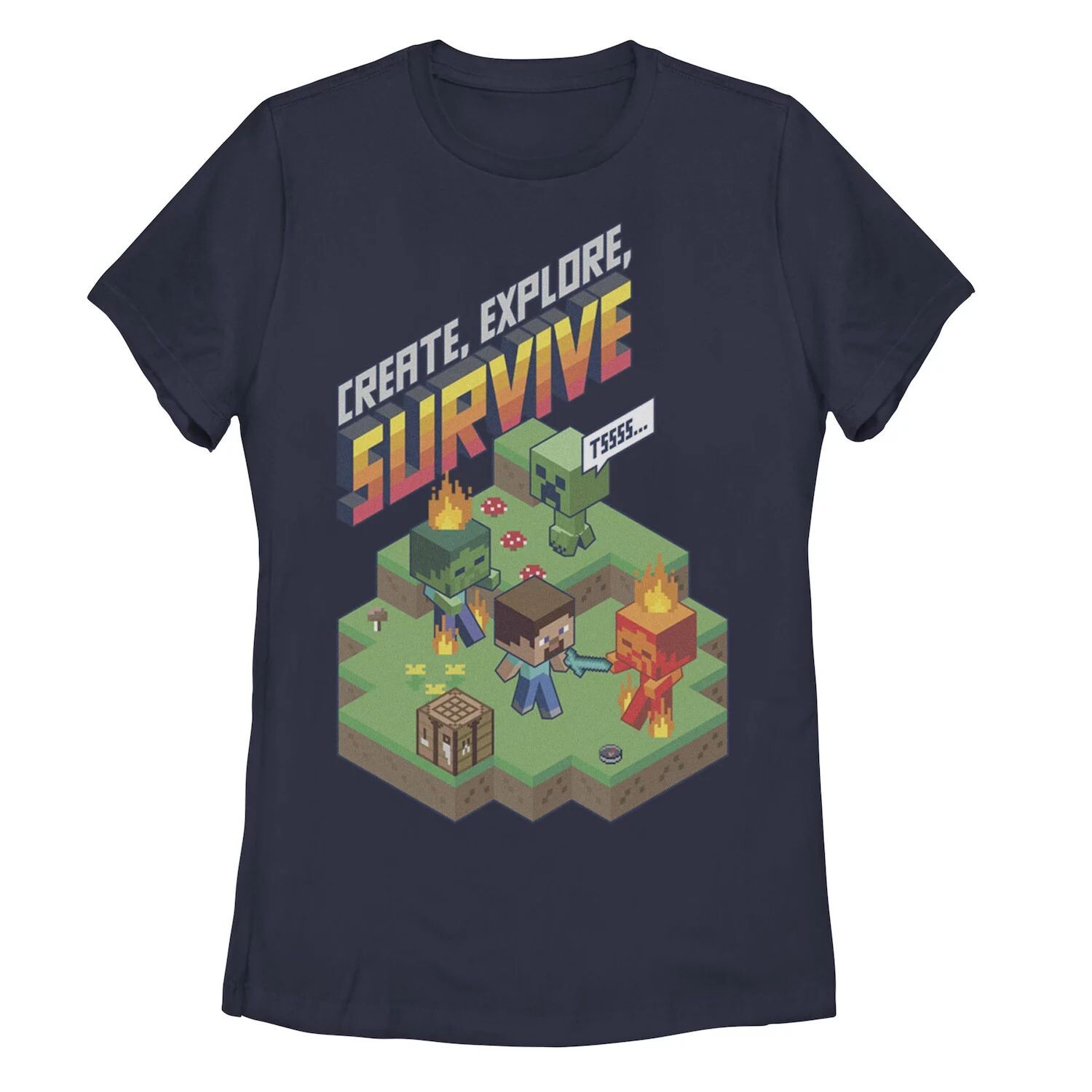 

Футболка Minecraft для детей «Создавай, исследуй, выживай» с пейзажным портретом Licensed Character
