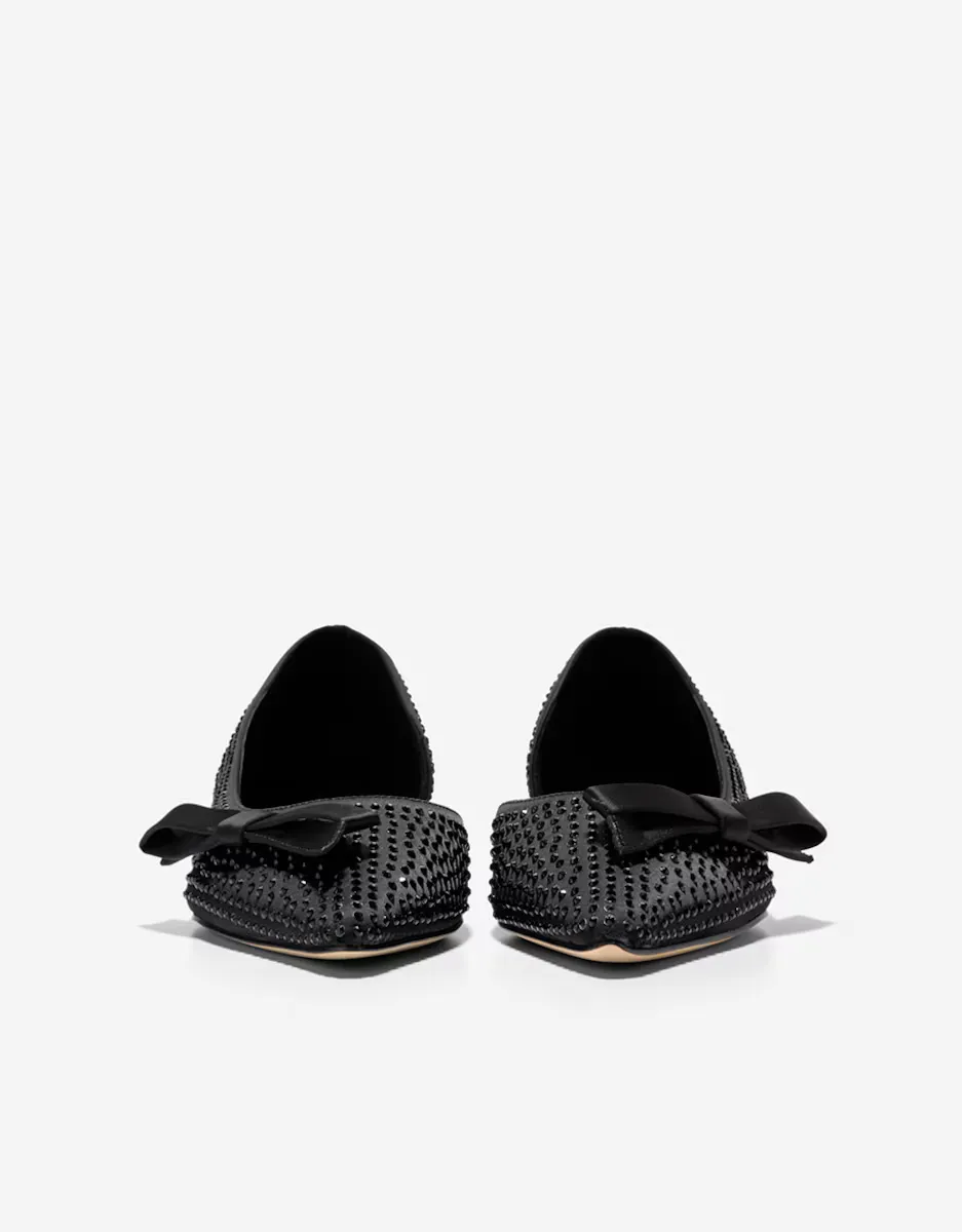 Женские атласные балетки с декоративным бантом Cole Haan, черный — фото 2