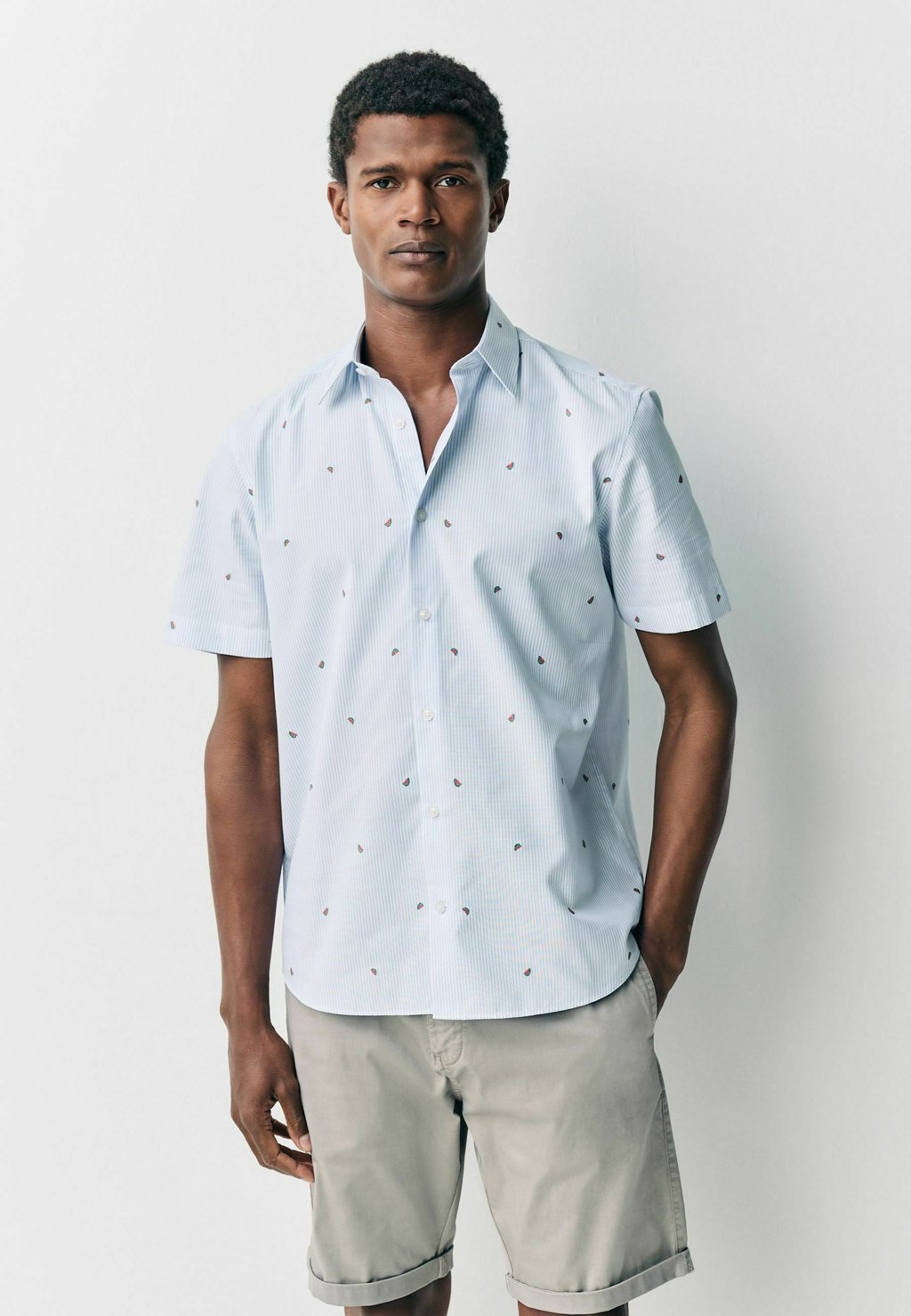 

Рубашка REGULAR FIT - CONVERSATIONAL FRUIT STRIPE EASY IRON OXFORD Next, синий