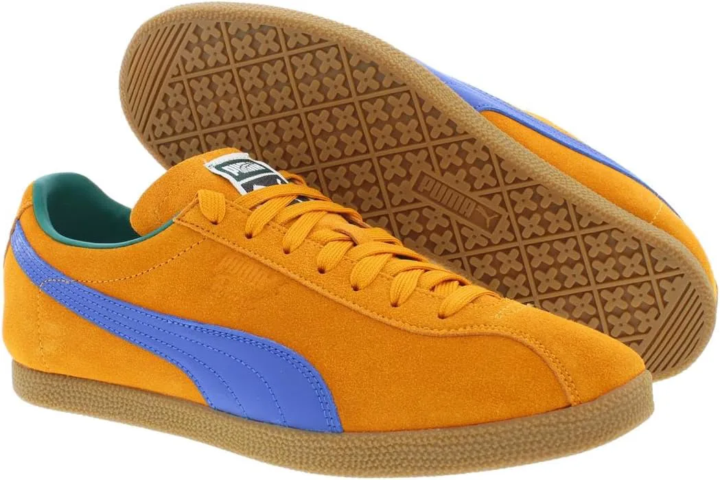 Мужские кроссовки PUMA Brasil на шнуровке для повседневной носки - оранжевые, синий/оранжевый — фото 4