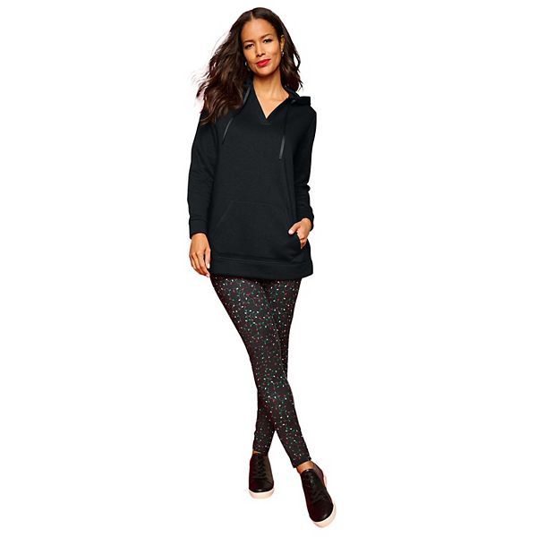 

Женский худи с капюшоном и v-образным вырезом comfort+ fleece plus size Roaman'S, Black