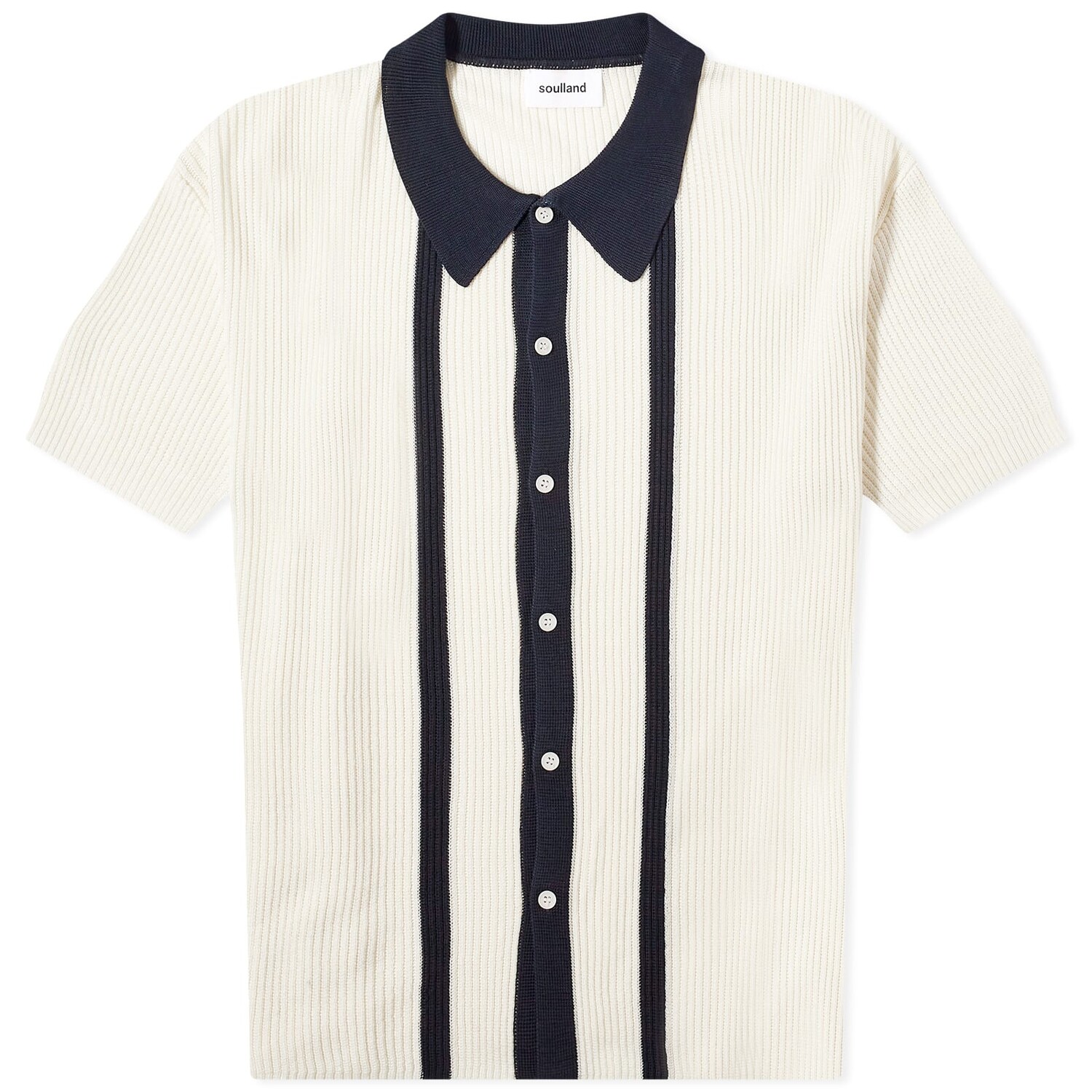 

Поло Soulland Ciel Short Sleeve Knitted Polo, цвет Off White