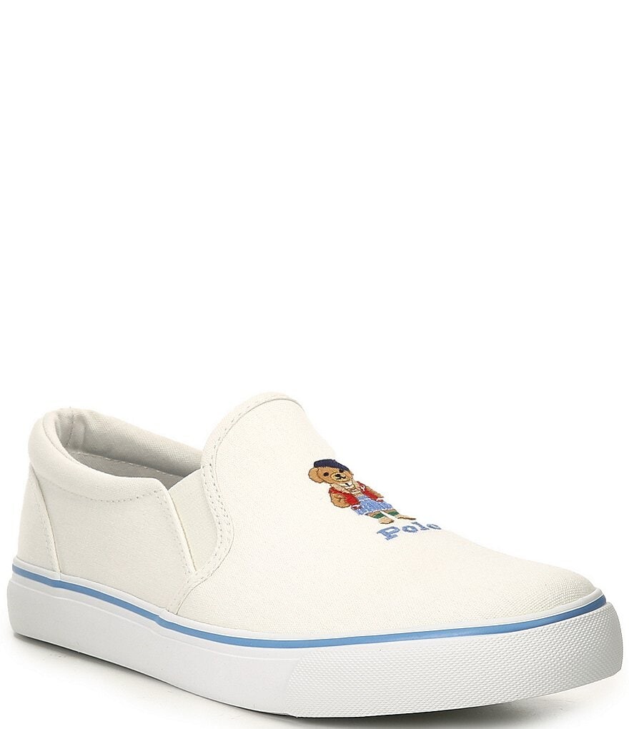 

Кроссовки без шнуровки Polo Ralph Lauren для девочек Keaton Preppy Girl Bear (для младенцев), слоновая кость
