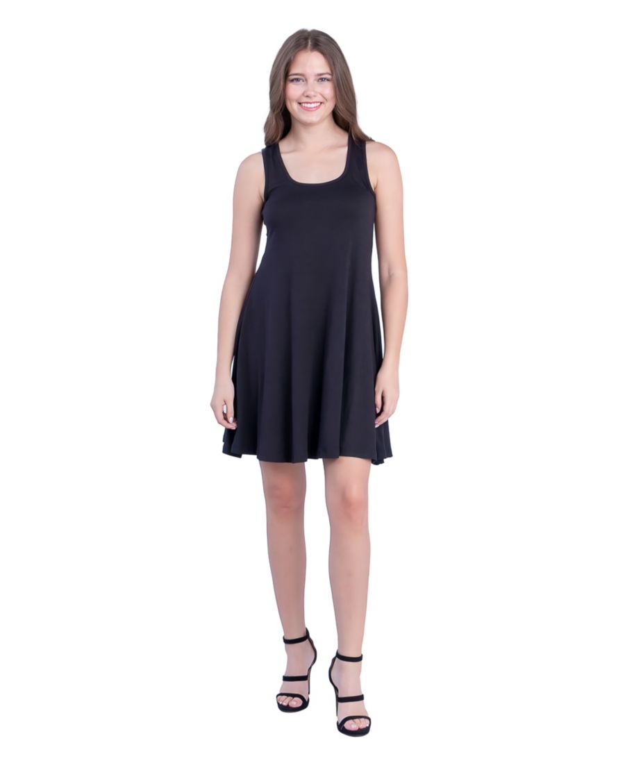 

Укороченное платье-трапеция без рукавов, А-силуэта, приталенного силуэта с расклешенной юбкой 24seven Comfort Apparel, Black