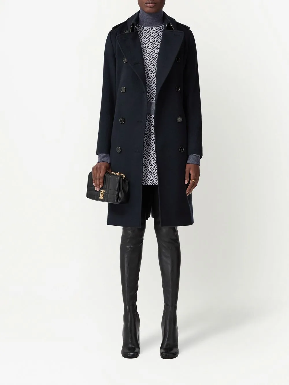 Тренч Burberry Kensington, кашемировый, синий — фото 2