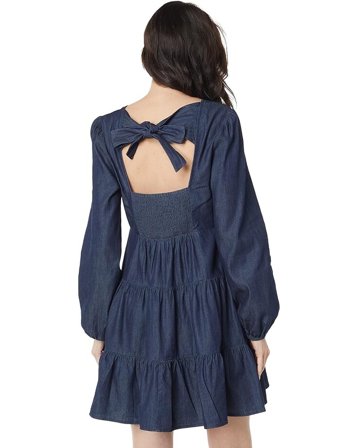 

Платье Draper James Long Sleeve Chambray Babydoll Dress, цвет Dark Wash
