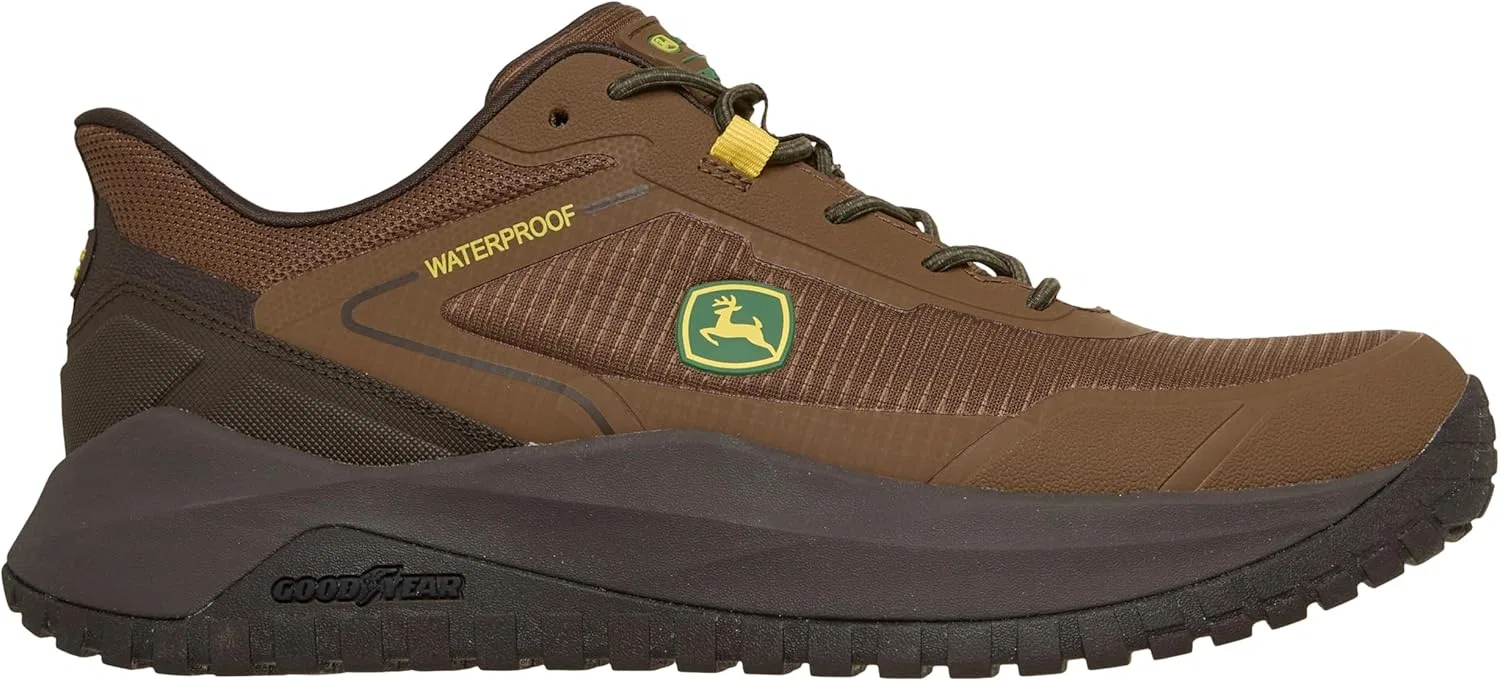 Мужские водонепроницаемые спортивные кроссовки Skechers John Deere из рипстопа с эластичным ремешком и резиновой подошвой Goodyear, Brown — фото 3