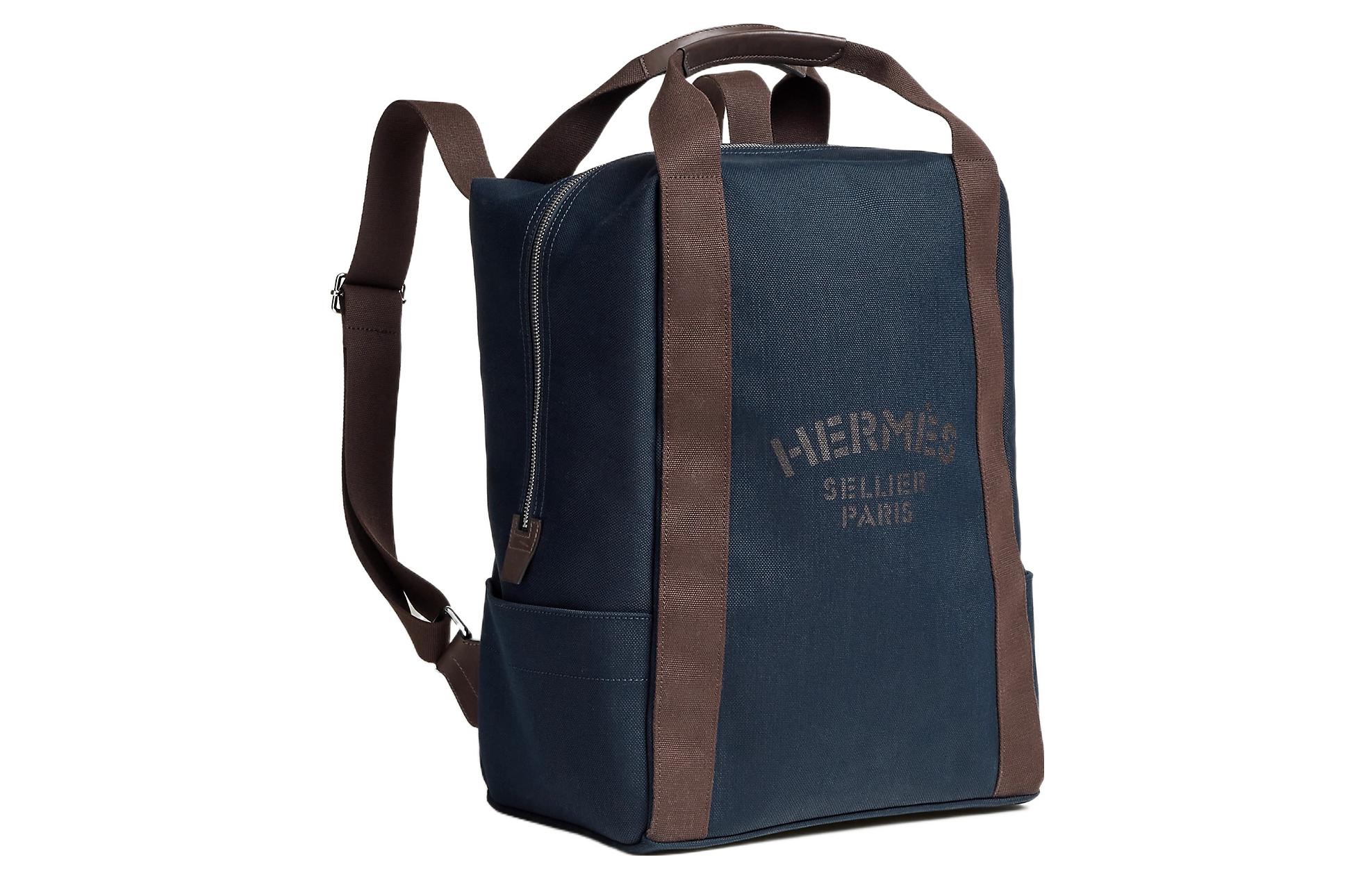 HERMES Хлопковый рюкзак унисекс с подкладкой из телячьей кожи — фото 2
