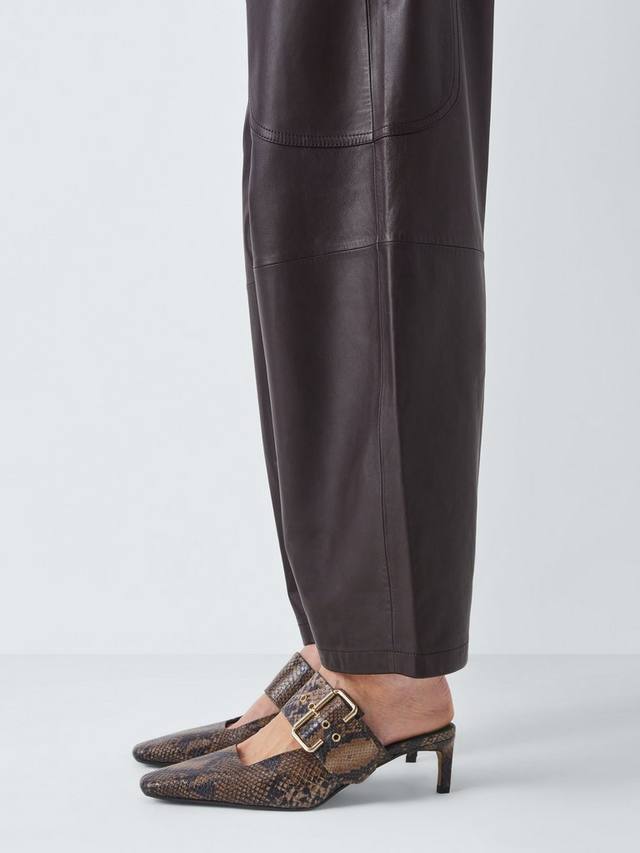 Canary Leather туфли-лодочки с крупной пряжкой и принтом под змею John Lewis, Brown/Multi — фото 2