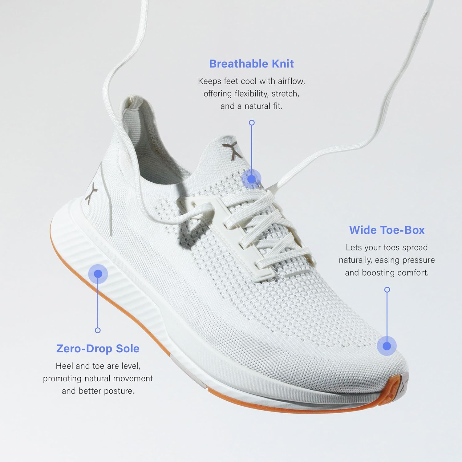 Кроссовки Adapt Runners для женщин и мужчин - минималистичные кроссовки для ходьбы босиком: широкий носок, нулевой перепад высоты подошвы, легкие и гибкие, идеально подходят для ходьбы, бега и повседневного комфорта Flux Footwear, белый — фото 3