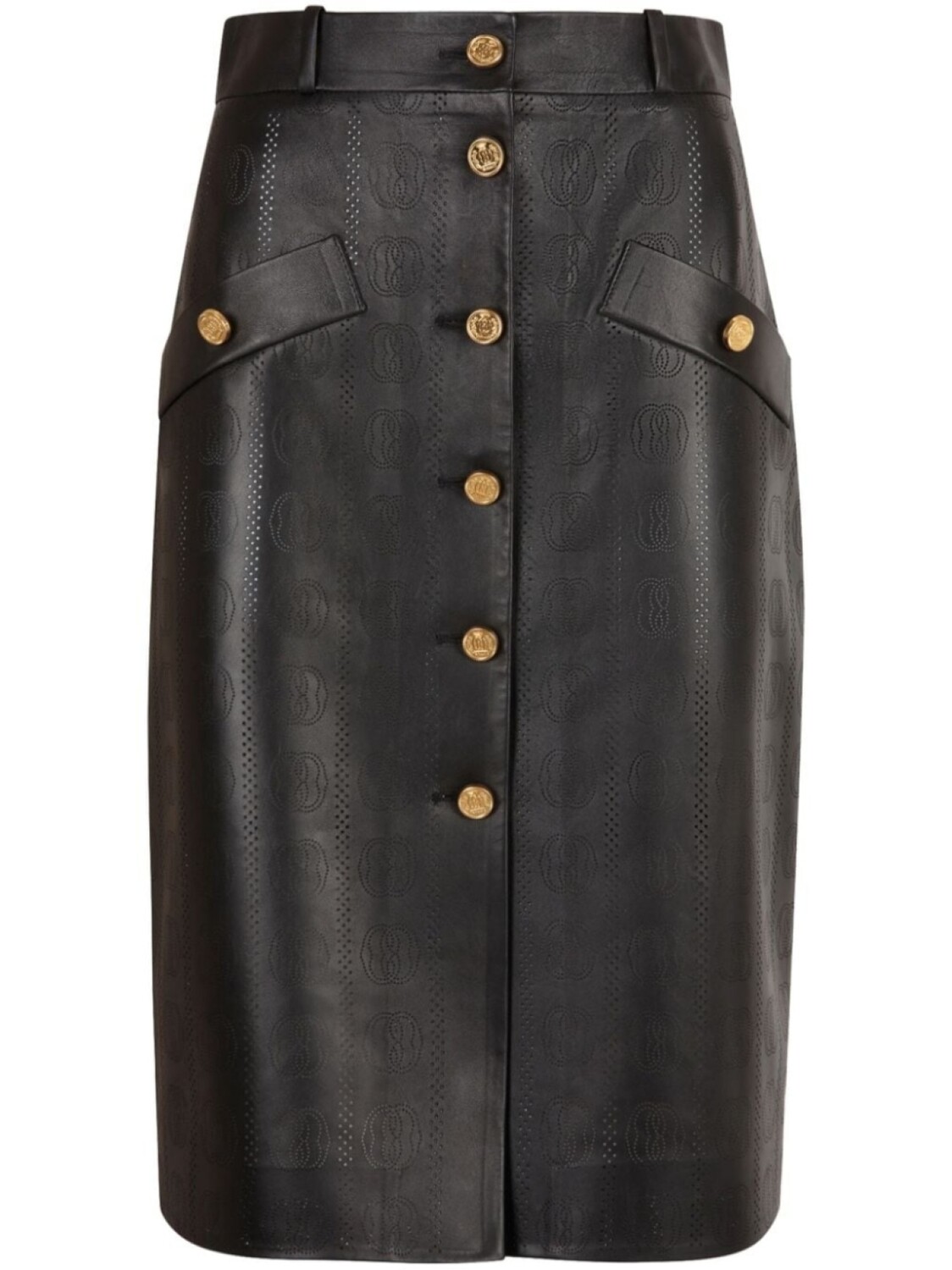 

Bally кожаная юбка с перфорацией, черный