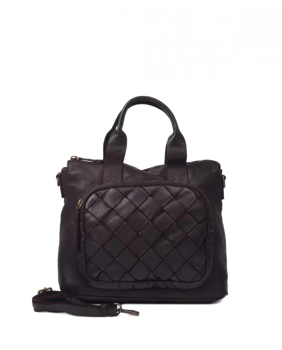 

Кожаный клатч THB с бриллиантами The Bagging Co, темно-коричневый