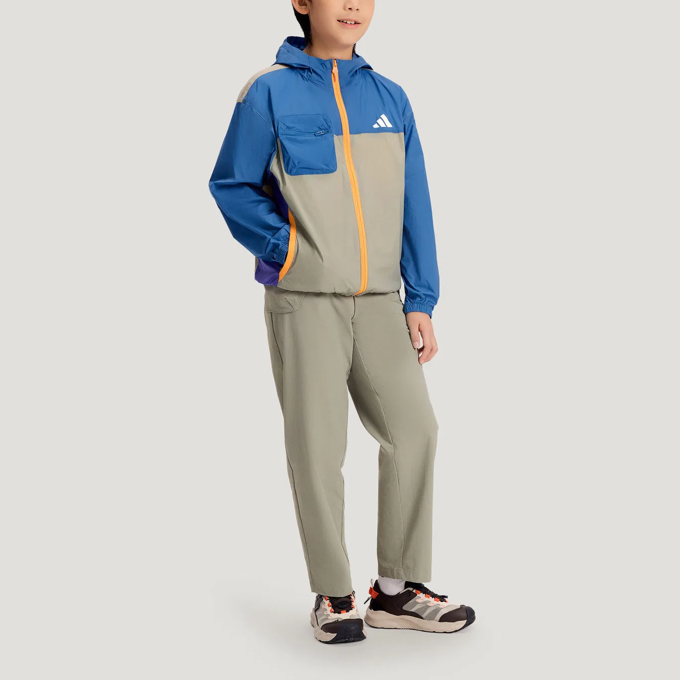 Детская куртка с капюшоном Moderate Adidas, Mixed Ink Blue/Wonder Goods Brown — фото 3