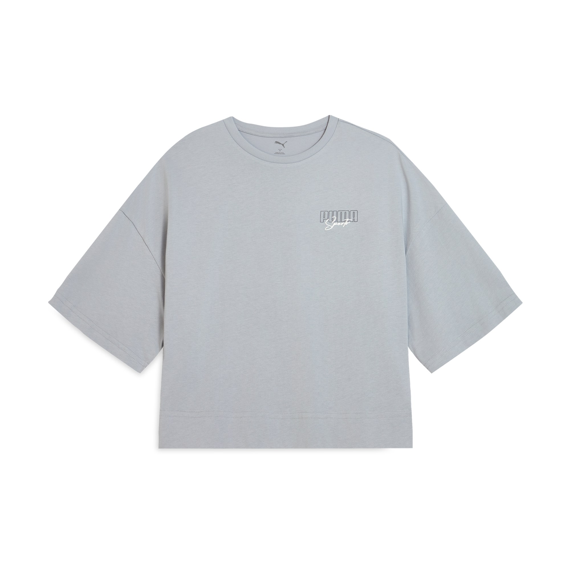 

Футболка с принтом и удлиненным рукавом женская light gray PUMA, светло-серый
