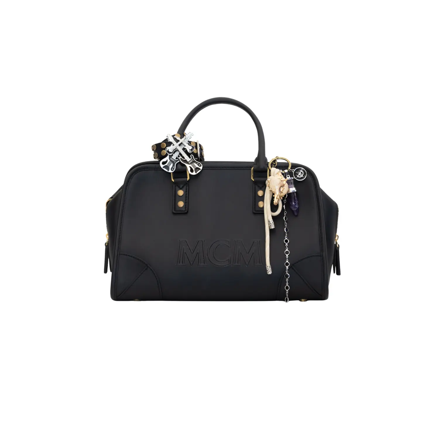 

MCM Кожаная сумка Бостон средняя женская черная, Black