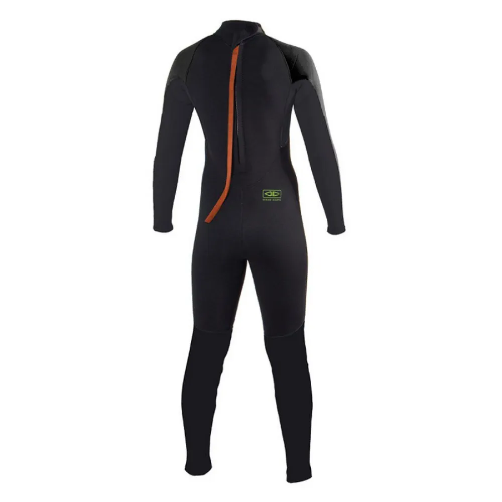 Неопреновый костюм с длинными рукавами и молнией на спине Ocean & Earth Surf School 3/2 mm Steamer Flatlock Junior, черный — фото 2