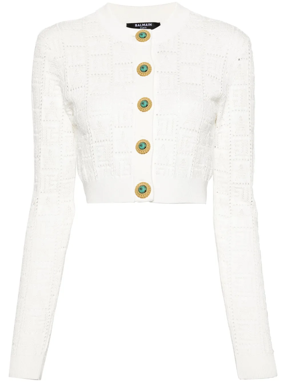 

Ажурный кардиган с монограммой BALMAIN, белый