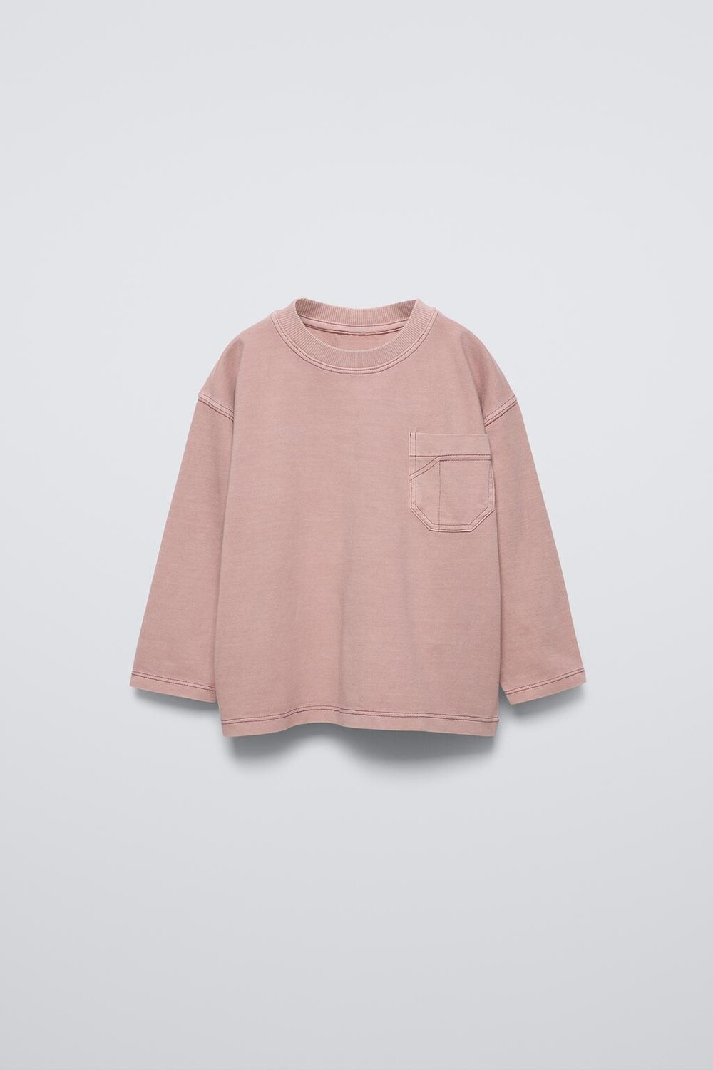 

Футболка с отстрочкой, окрасенная в готовом виде ZARA, цвет chalk pink