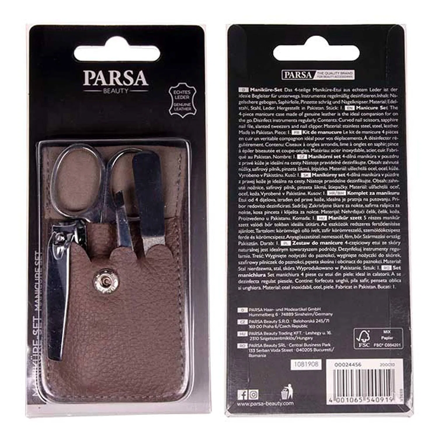 Маникюрный набор 4 предмета в кожаном чехле от PARSA Beauty ‎Parsa Beauty — фото 3