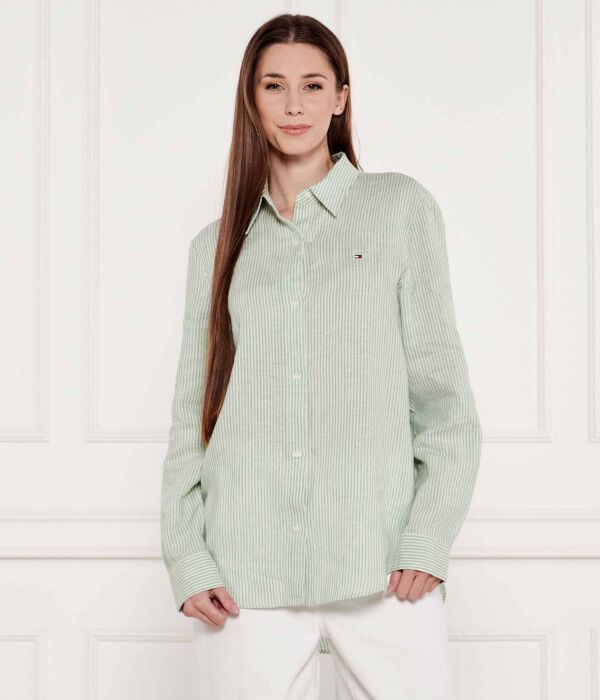 

Льняная рубашка Relaxed fit Tommy Hilfiger, зеленый
